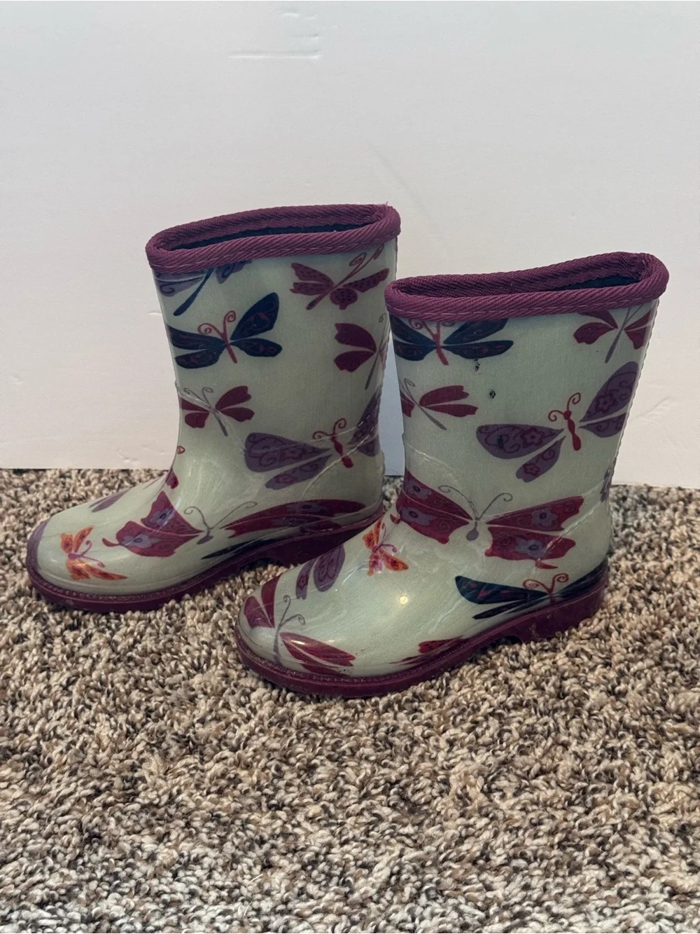 Kids Butterfly Rain Boots with warm lining for Fall and Winter